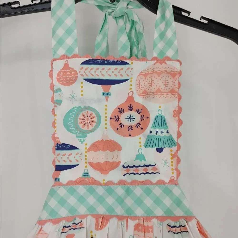 Nwt Serendipity Shrimp & Grits Ornament Christmas Halter Apron Dress Girls Size
